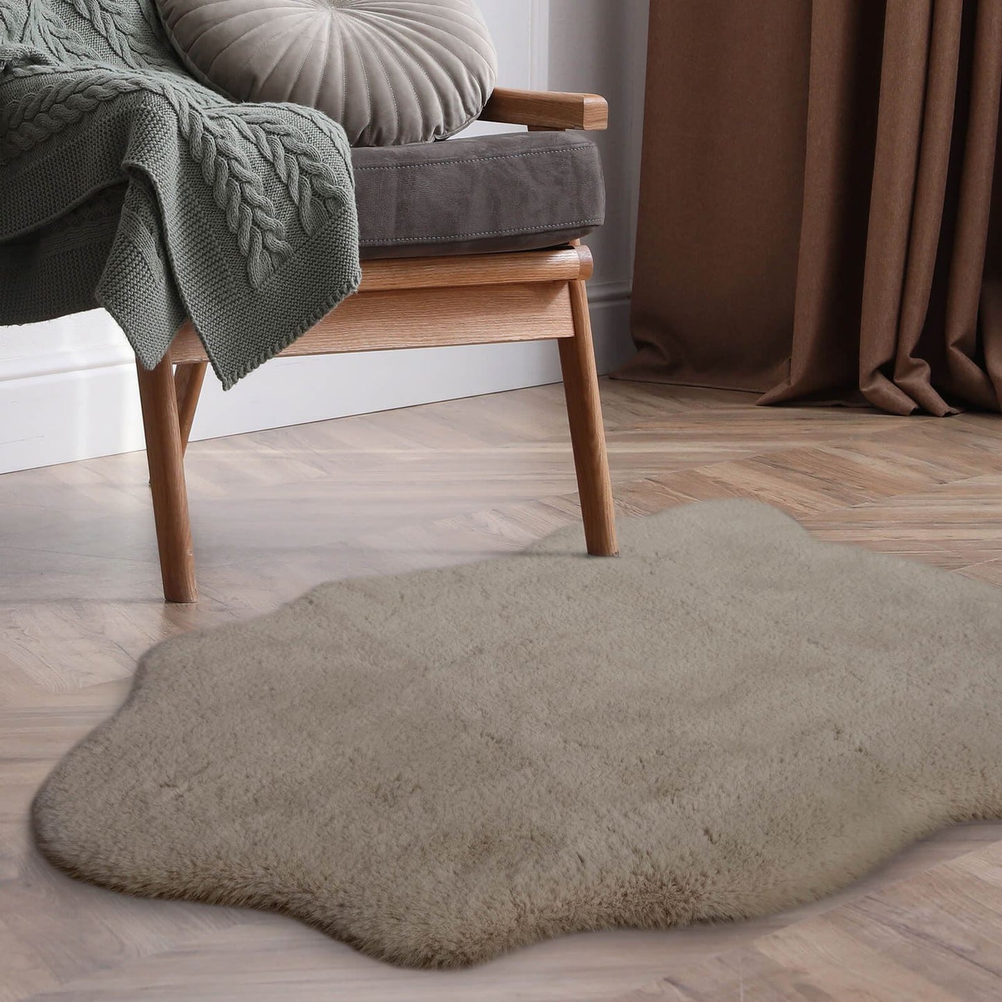 Luxury Faux Fur Natural Plain Rug