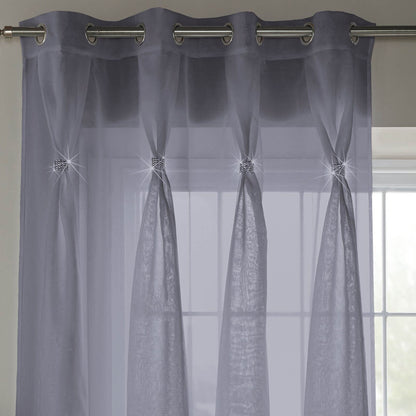 Diana Dolly Ring Top Silver Curtain Panel