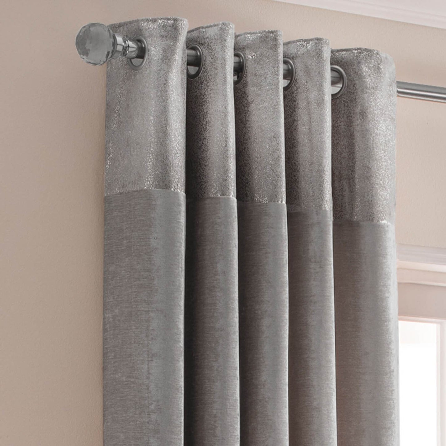 Nova Plain Silver Eyelet Curtains