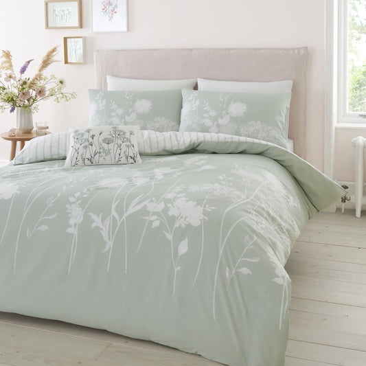 Meadowsweet Floral Green Duvet Set