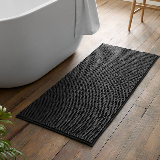 Catherine Lansfield Bobble Charcoal Grey Bath - Bath Runner