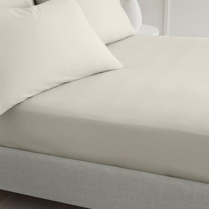 200TC Cotton Percale Natural Fitted Sheet