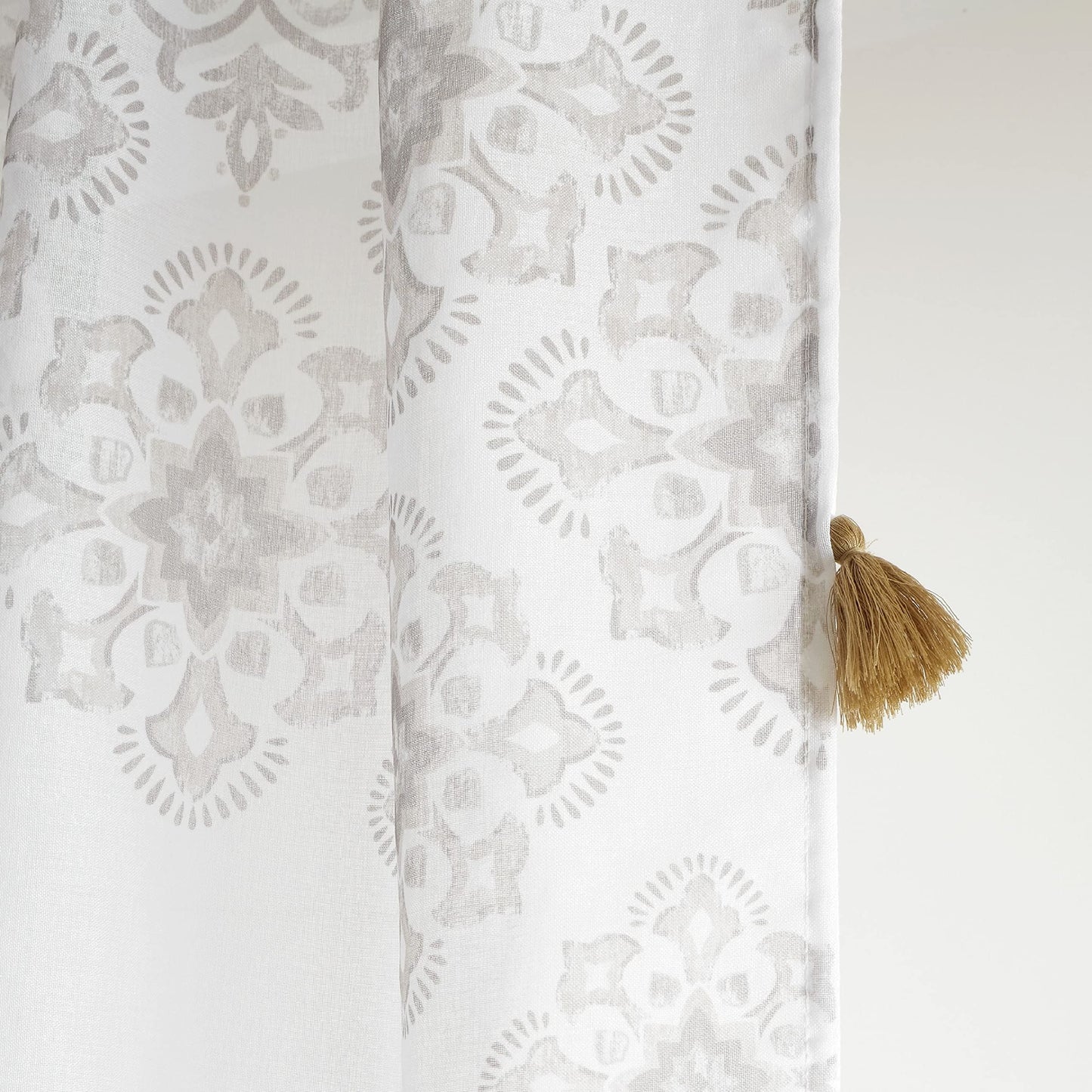 Ariana Tassel White Natural Voile Panel