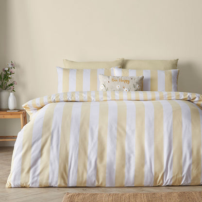 Catherine Lansfield Cove Stripe Yellow Duvet Cover Set