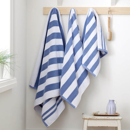 Reversible Stripe Jacquard Blue Bath Towel - 70x120 cm