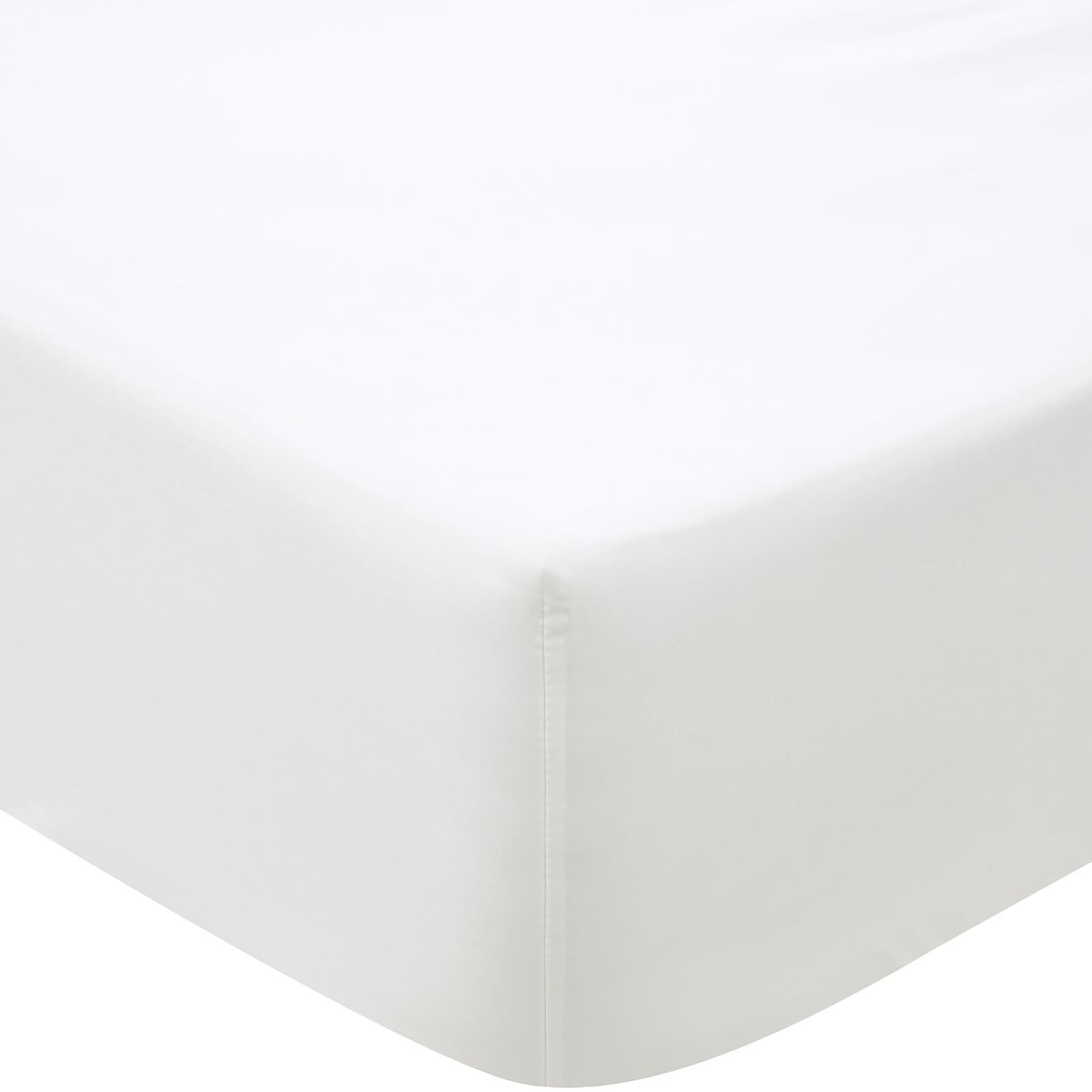 500TC Cotton Sateen Snow Fitted Sheet