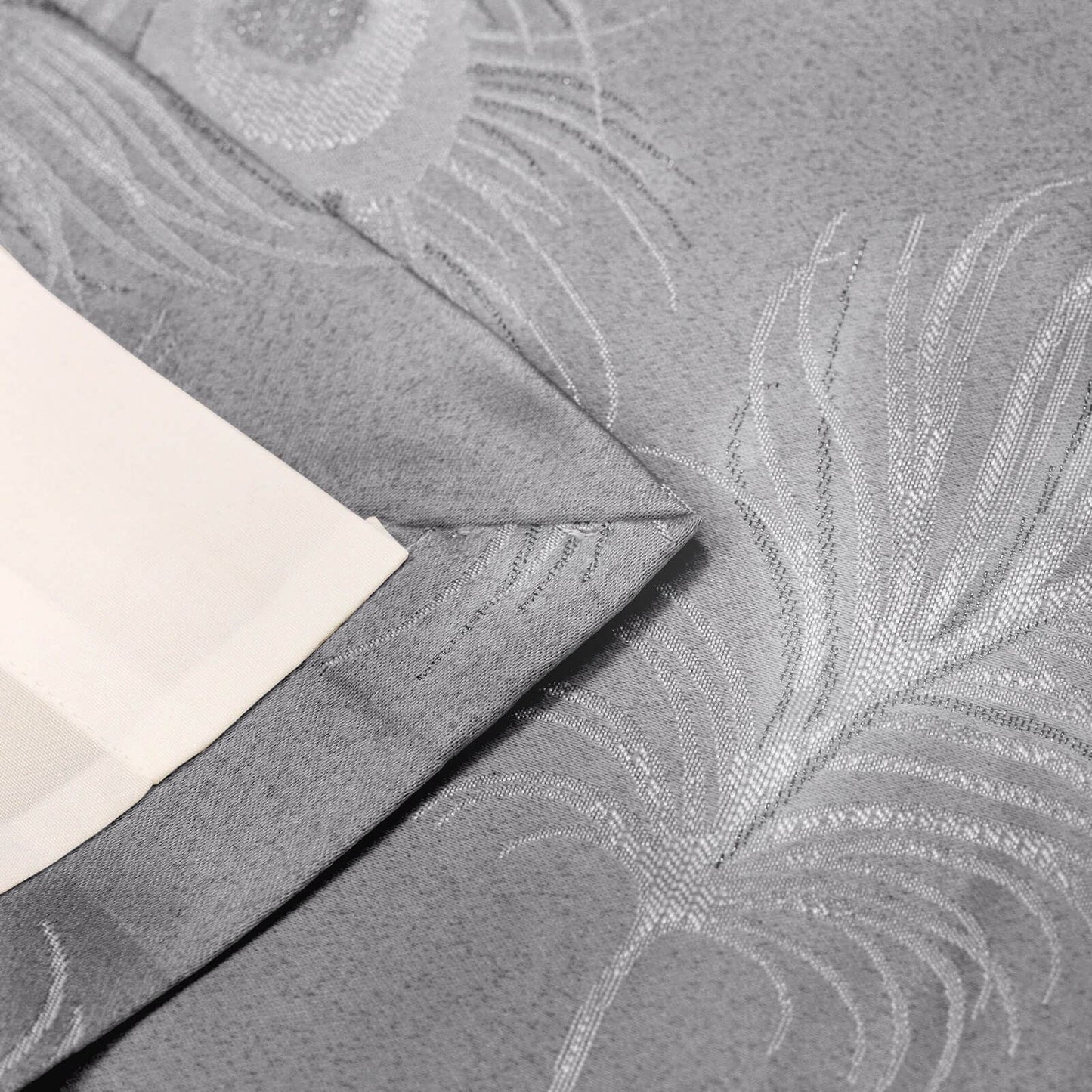 Feather Silver Eyelet Curtains