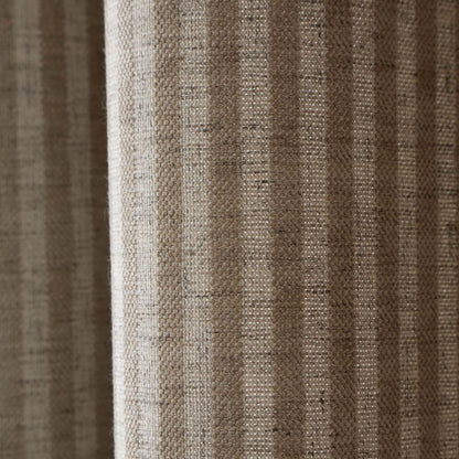 Bianca Fine Linens Chenille Stripe Lined Eyelet Curtains Two Panels Natural