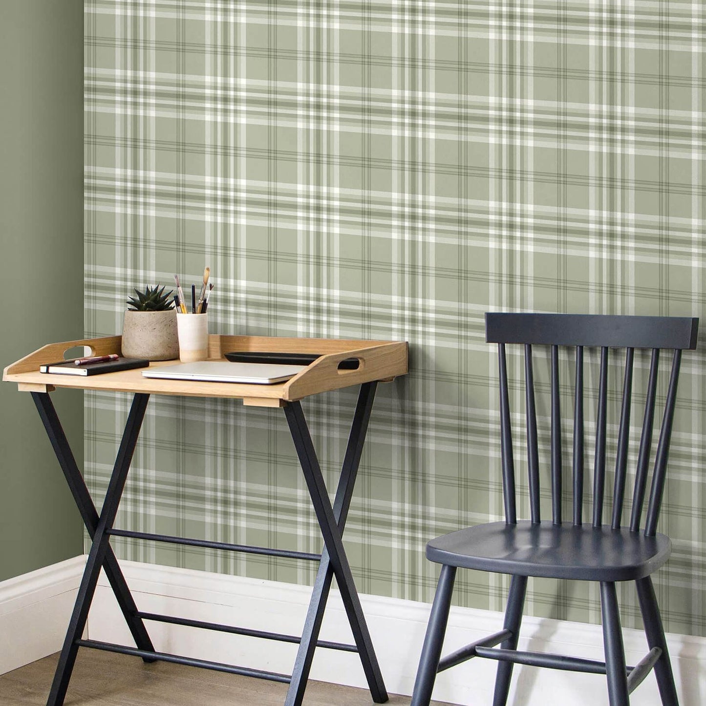 Kelso Check Wallpaper Sage Green