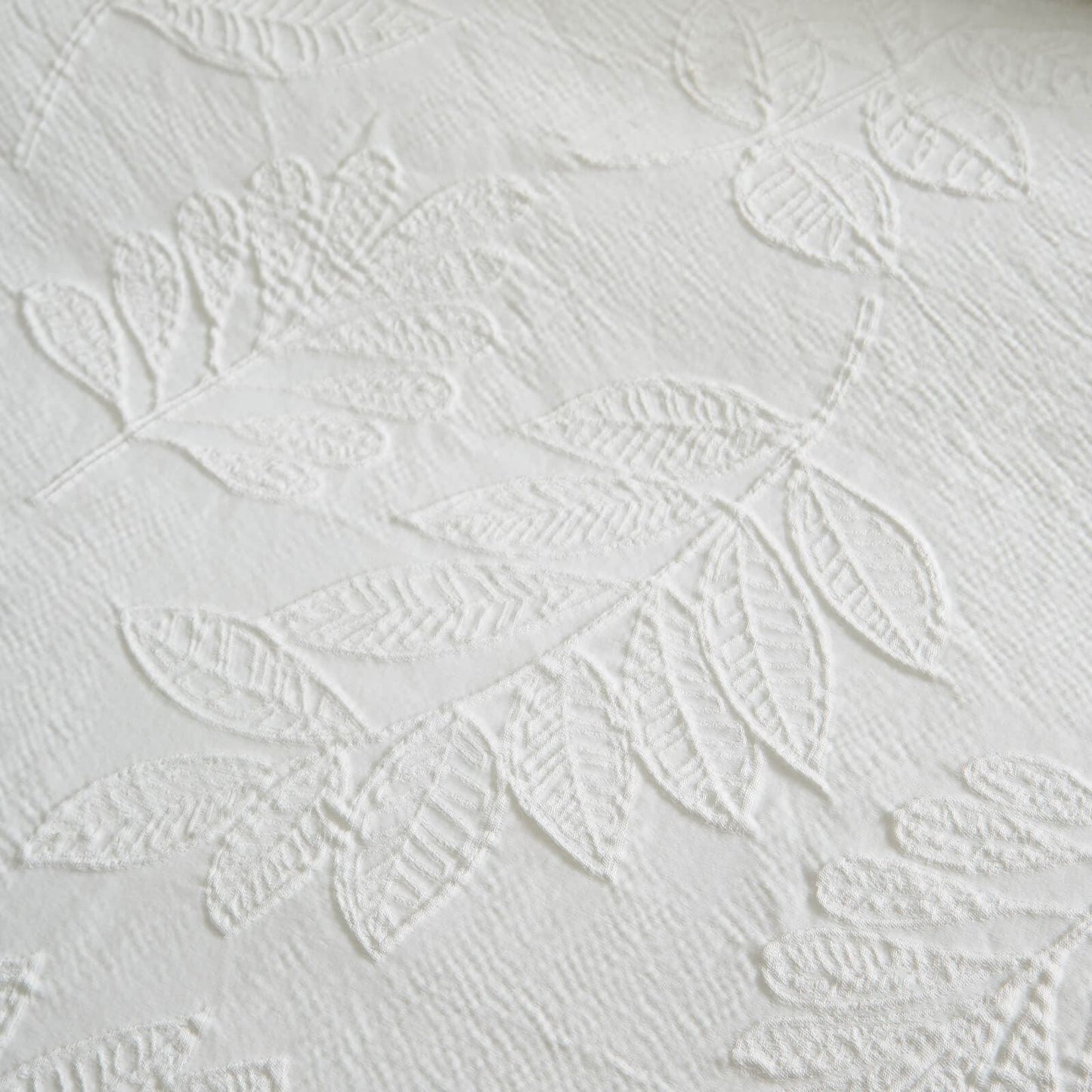 Catherine Lansfield Jacquard Leaves Bedding Duvet Cover Set White