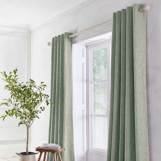 Boucle Green Eyelet Curtains