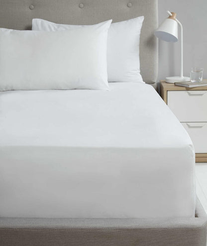 SND Percale 16" White Fitted Sheet