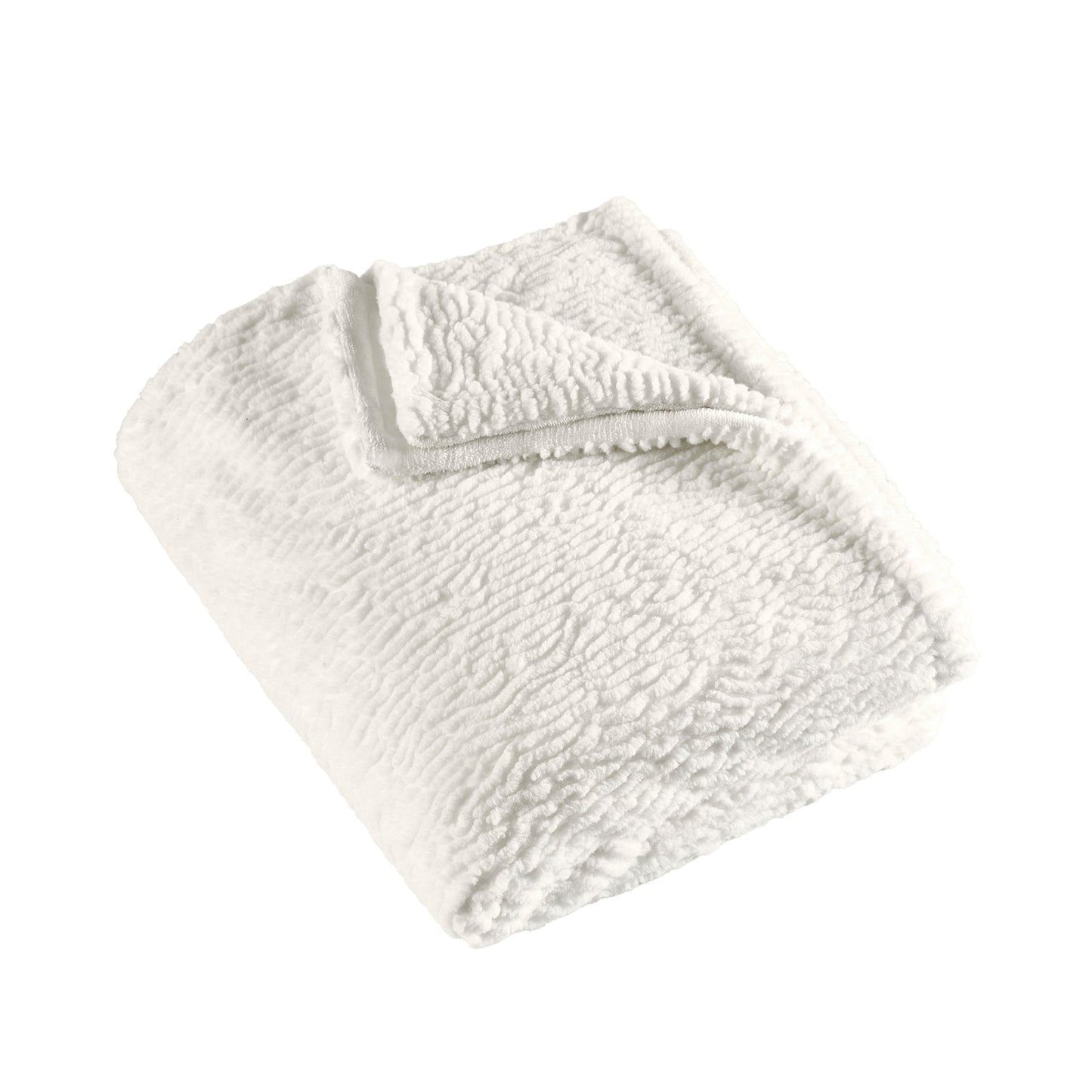 Catherine Lansfield Textured Wave Faux Fur Blanket Throw Cream - 150x200cm