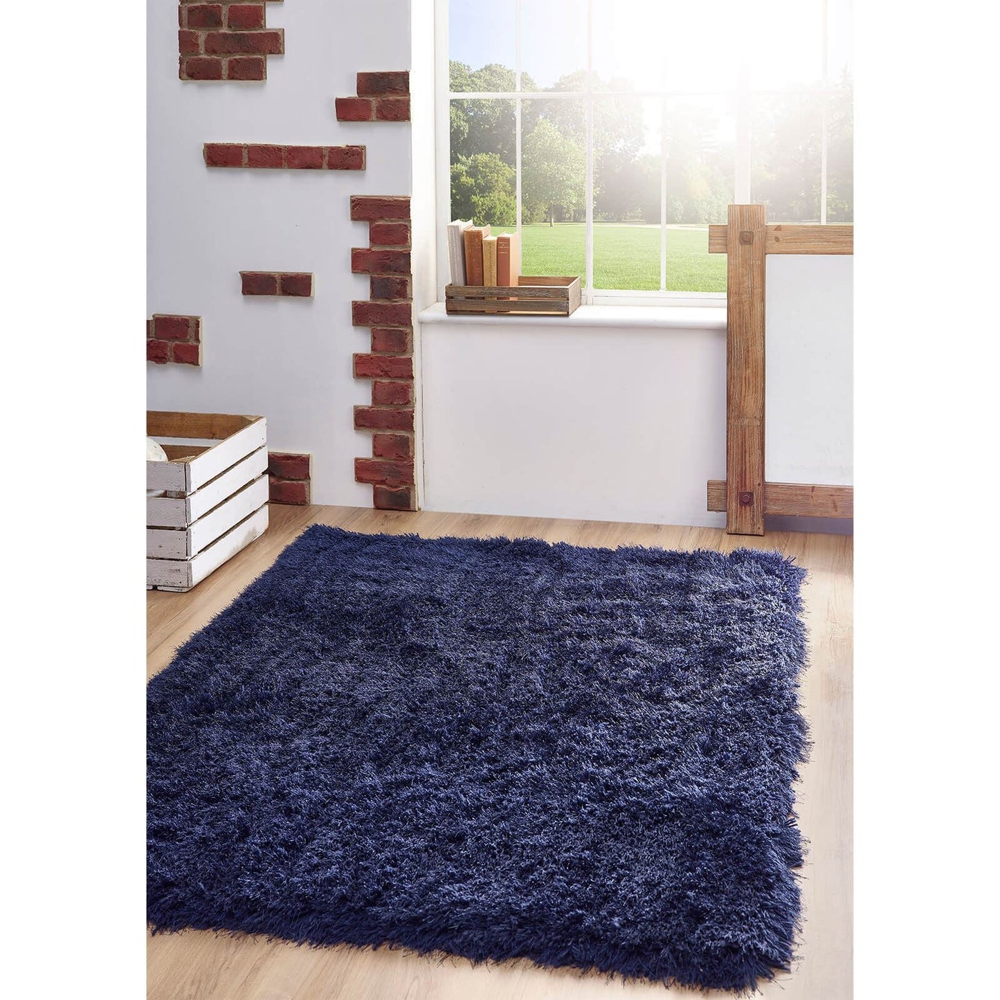 Contemporary Origins Extravagance Plain Navy Modern Rug 120X170Cm