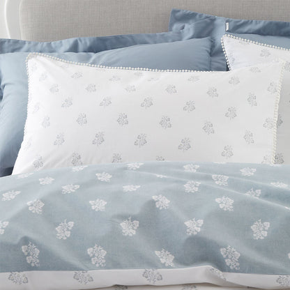 Bianca Esme Floral White / Blue Duvet Cover Set