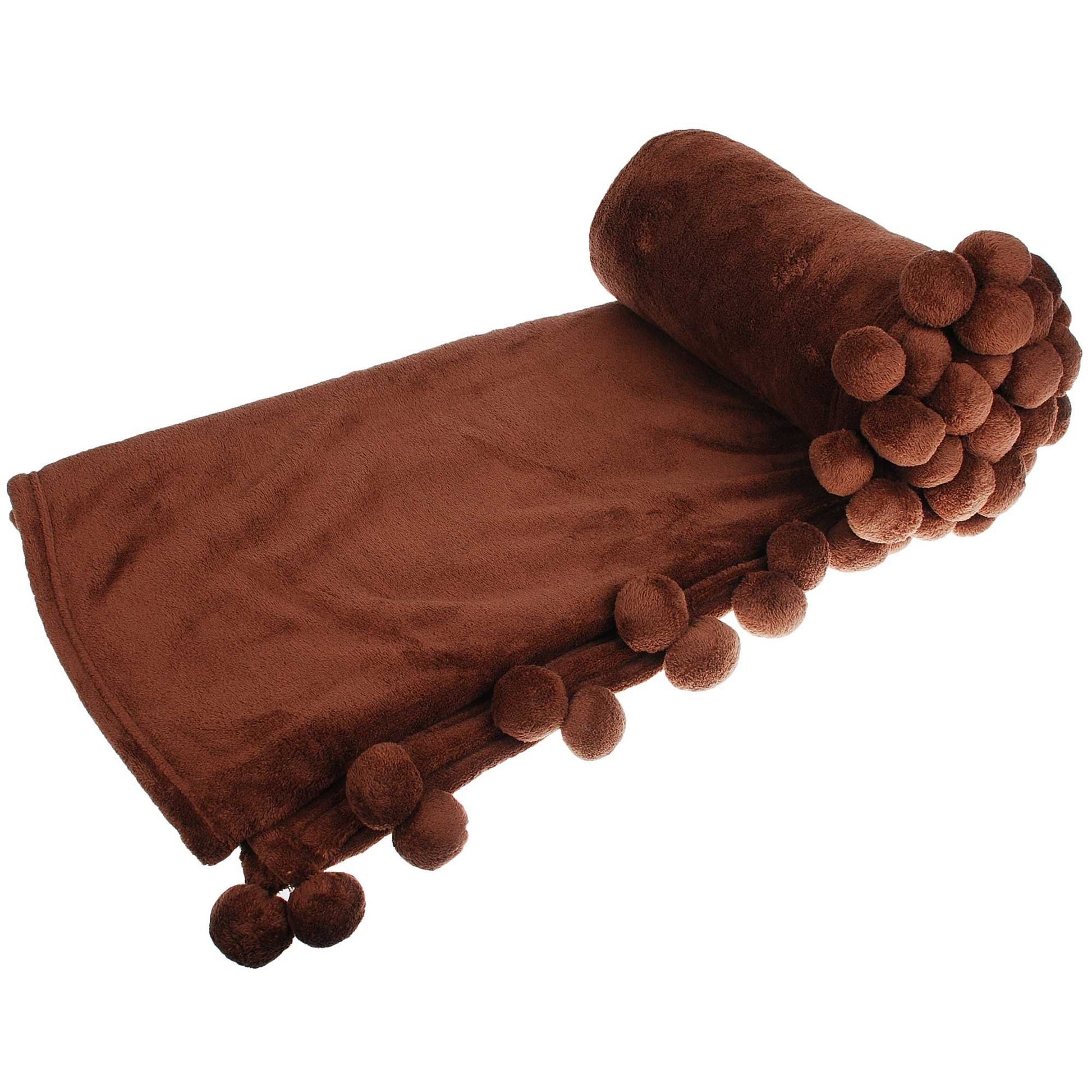 Pom Pom Chocolate Throw