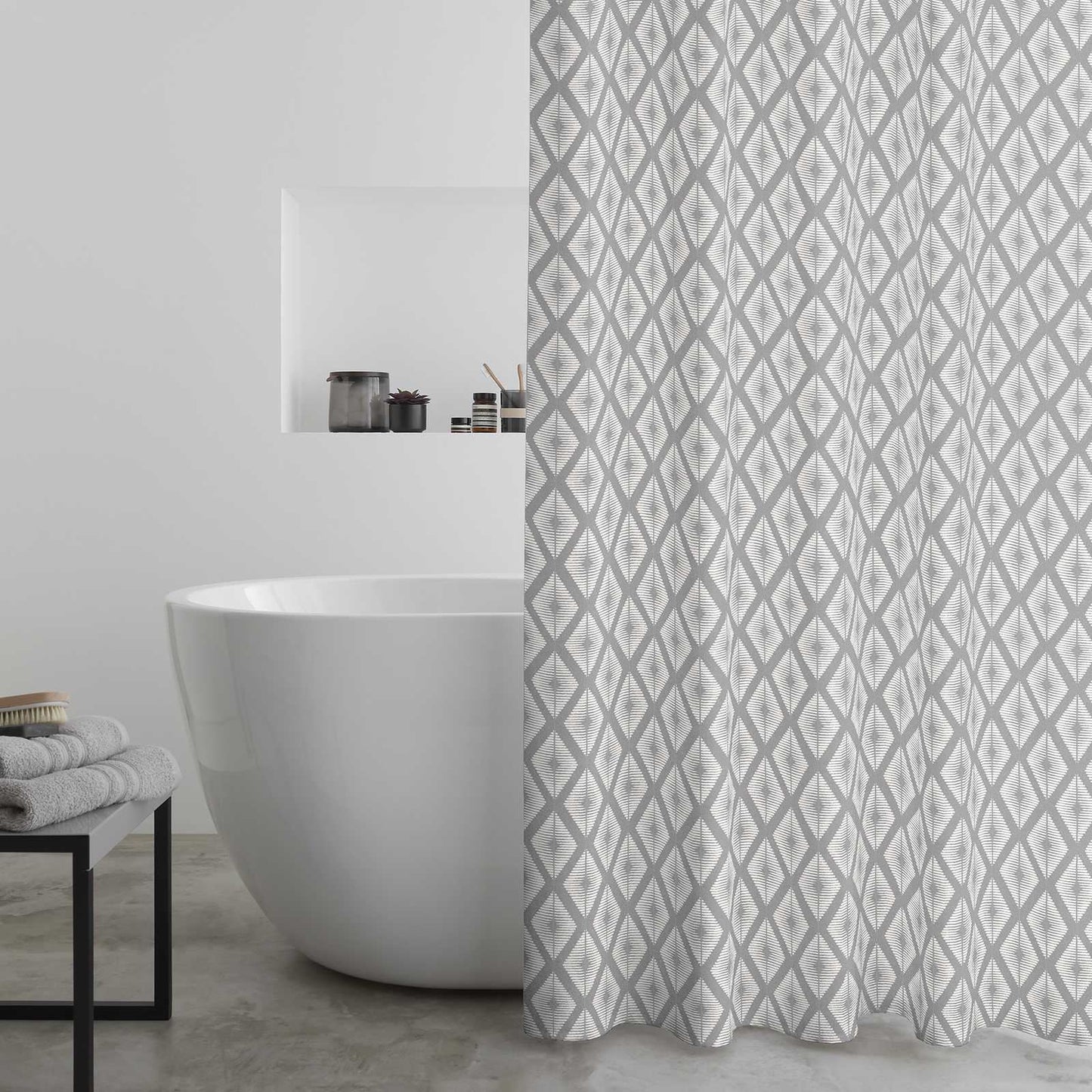 Aztec Diamond Silver Shower Curtain