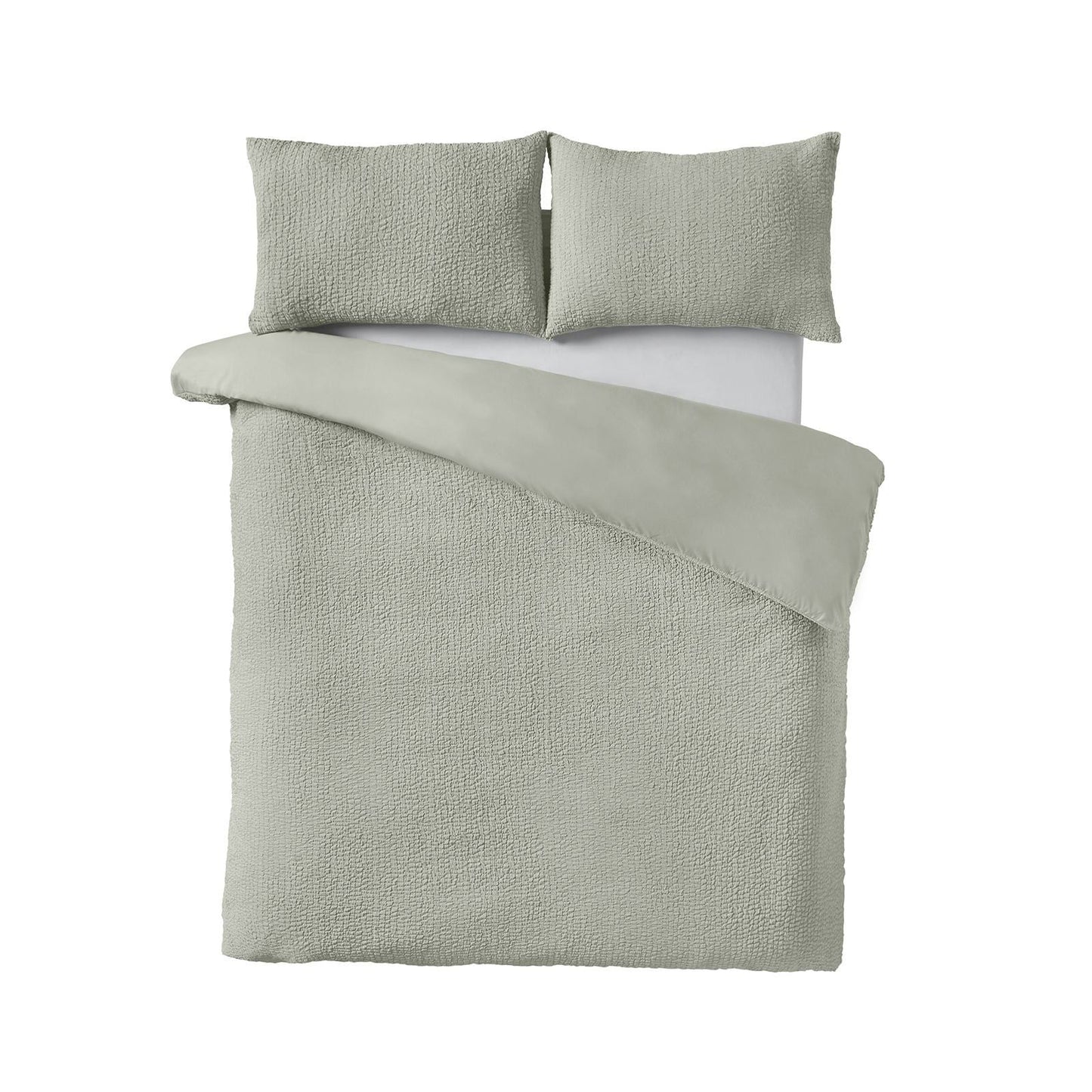 Catherine Lansfield Crinkle Seersucker Green Duvet Cover Set