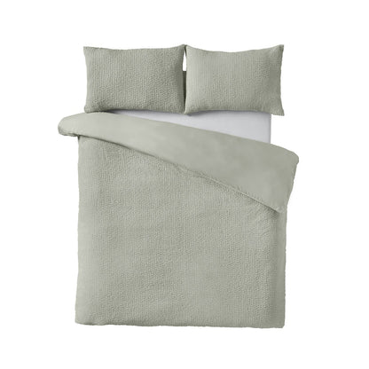 Catherine Lansfield Crinkle Seersucker Green Duvet Cover Set