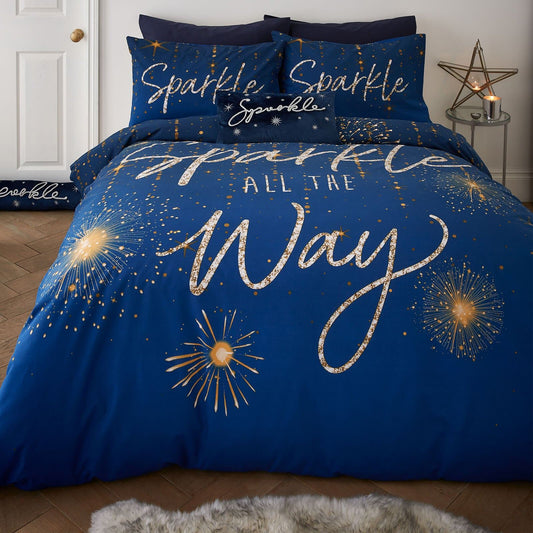 Christmas Sparkle Navy Duvet Cover Set