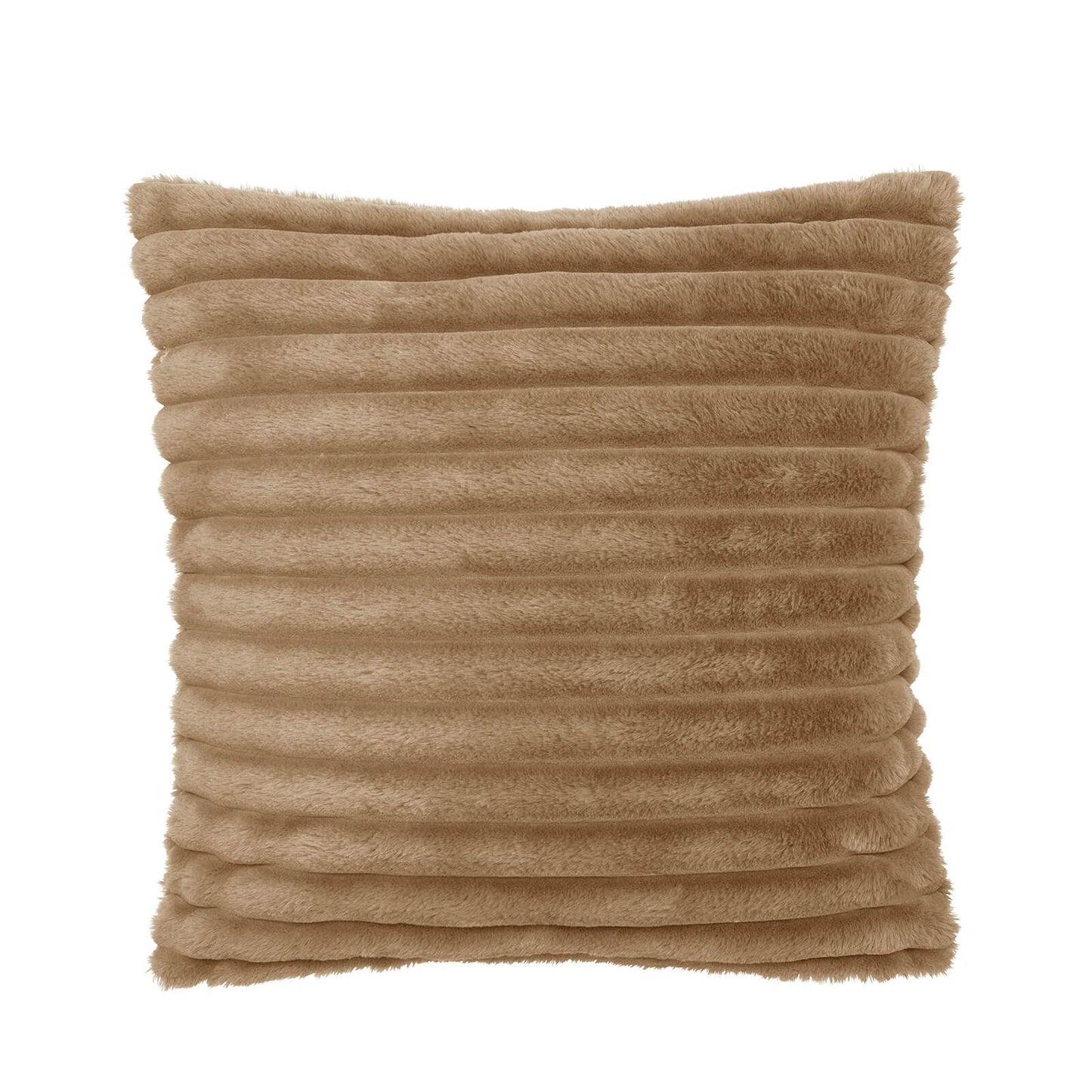 Cosy Ribbed Faux Fur Soft Touch Cushion Natural