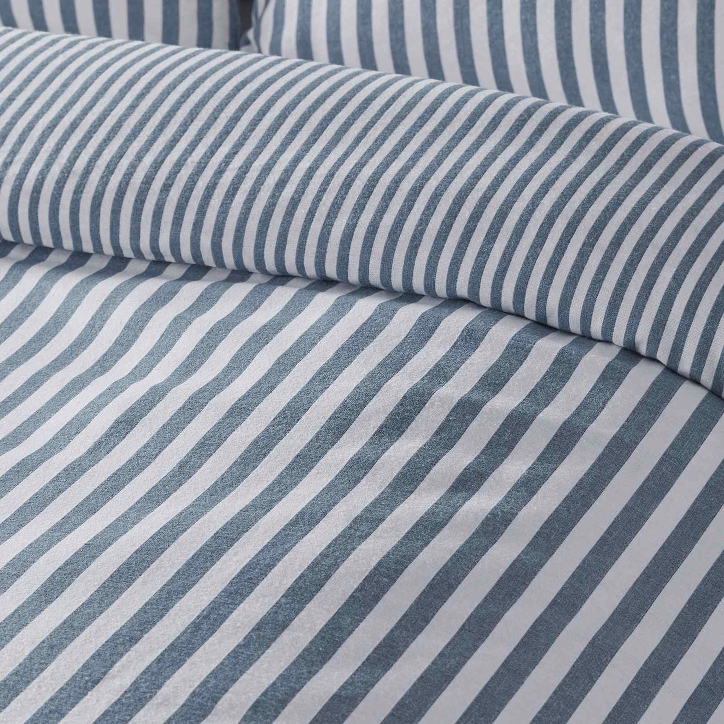 Brushed Stripe Blue Single Duvet Cover Set