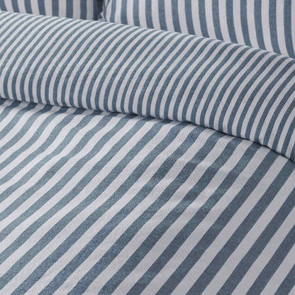Brushed Stripe Blue Single Duvet Cover Set