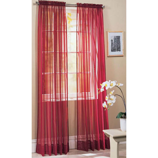 Plain Voile Sheer Rod Top Maroon Panel