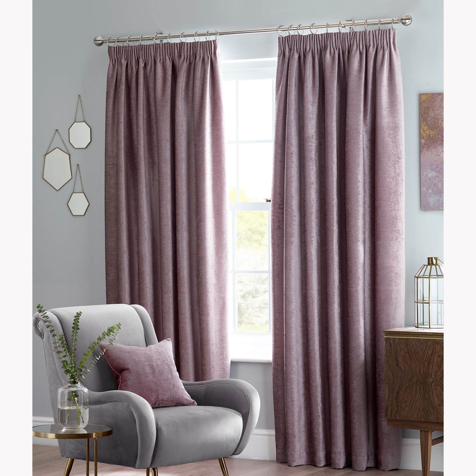 Langley Plain Heather Pencil Pleat Curtains