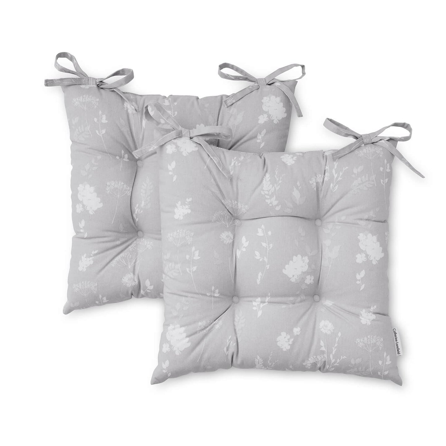 Meadowsweet White Grey Seat Pad Pair