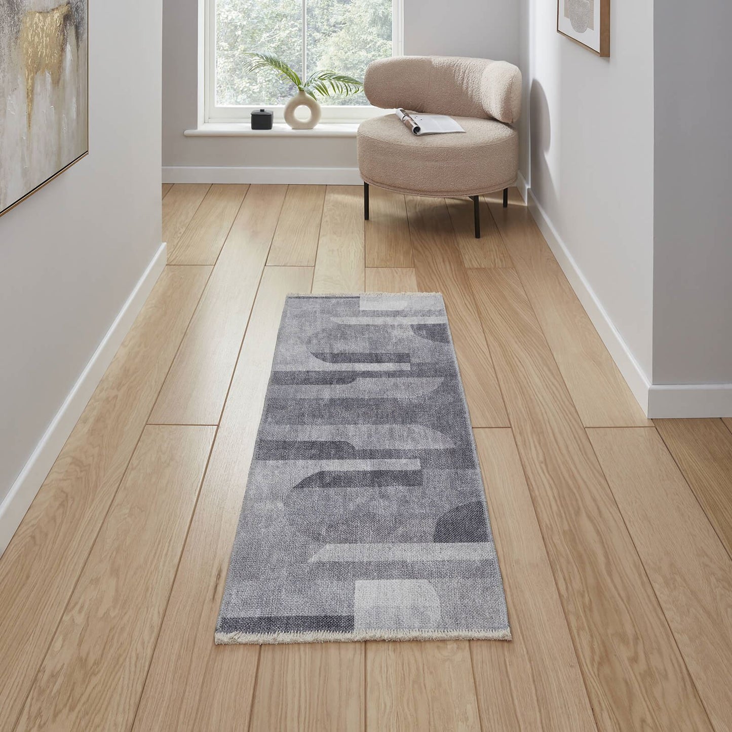 Whisper H1068 Green/Grey Modern Washable Rug