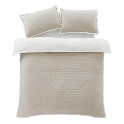 Cosy Nori Sherpa Cream Duvet Cover Set