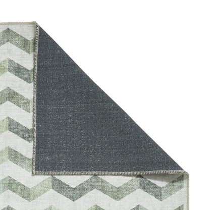 Coral H1059 Green  Modern Washable Rug