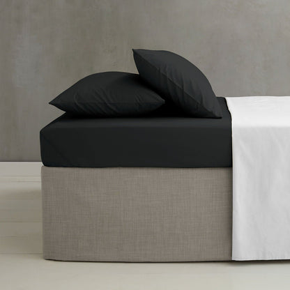 Easy Iron Percale Black Fitted Sheet