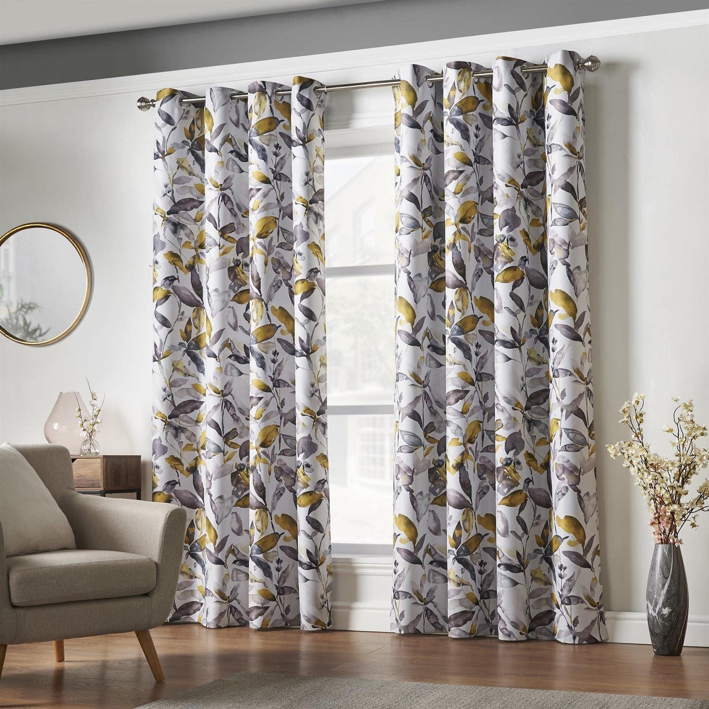 Giverny Ochre Eyelet Curtains