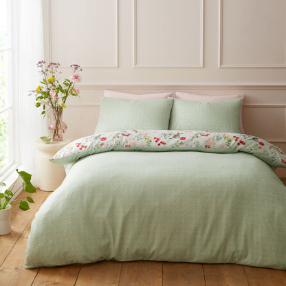 RHS x Catherine Lansfield Birds In Bloom Green Duvet Cover Set