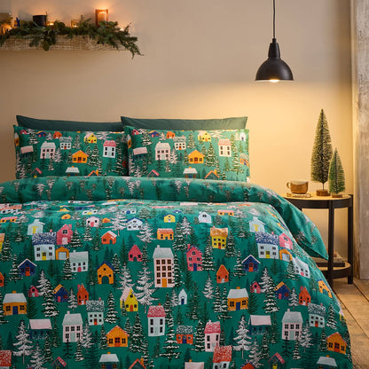 Christmas Festive Forest Green Duvet Cover Set