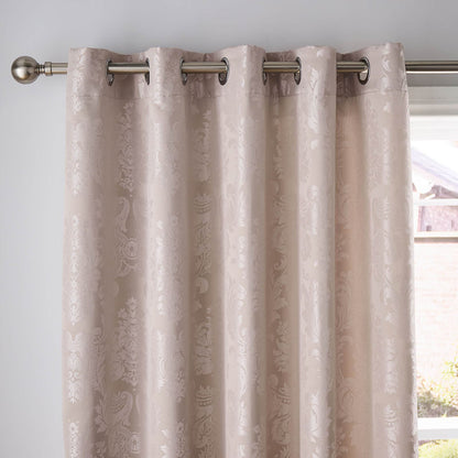 Damask Jacquard Champagne Curtains Two Panels