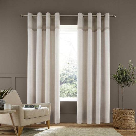 Melville Woven Texture Natural Eyelet Curtains