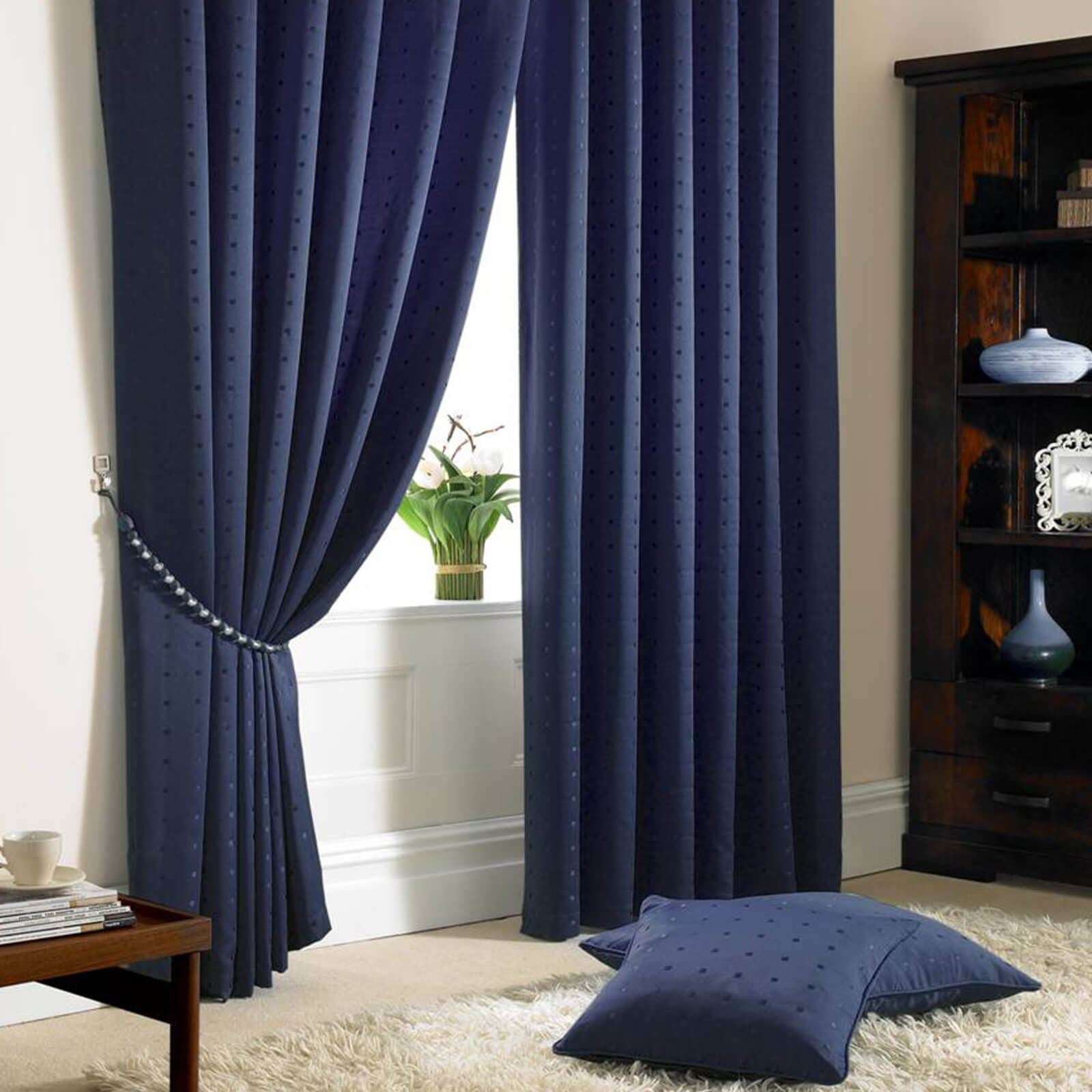 Madison Navy Pencil Pleat Curtains