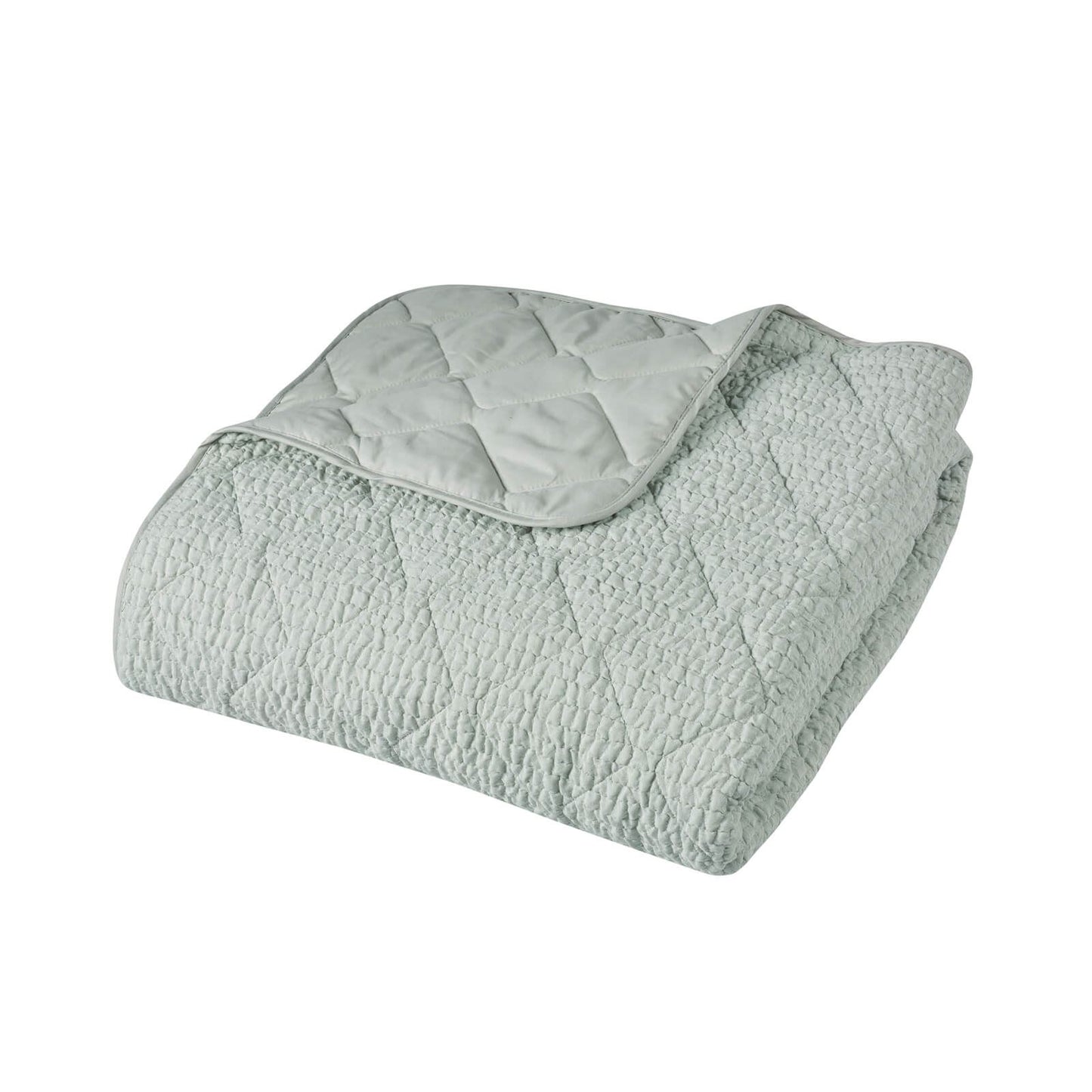 Catherine Lansfield Crinkle Seersucker Texture Bedspread Green - 220x220cm