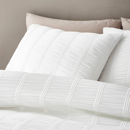 Pineapple Elephant Waffle Seersucker Bedding Duvet Cover Set White