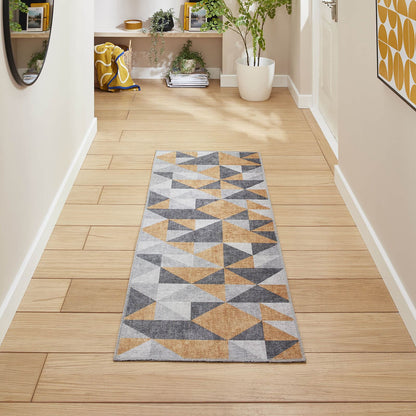 Coral H1057 Yellow/Grey Modern Washable Rug