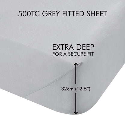 500TC Grey Fitted Sheet