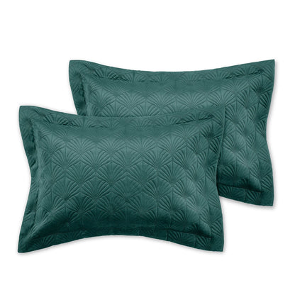 Art Deco Pearl Quilted Pillow sham Pair Teal Green