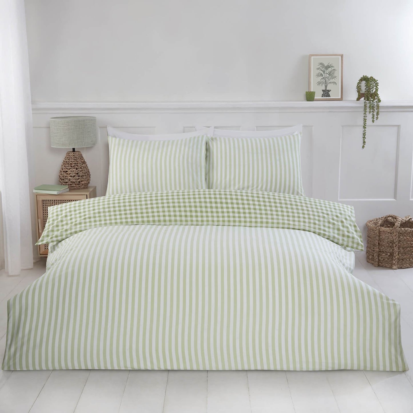 Gingham Check Green Duvet Set