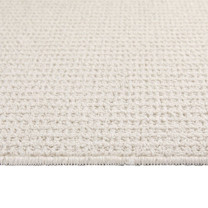 My Mat Sculptured Washable Waffle Texture Ivory Rug