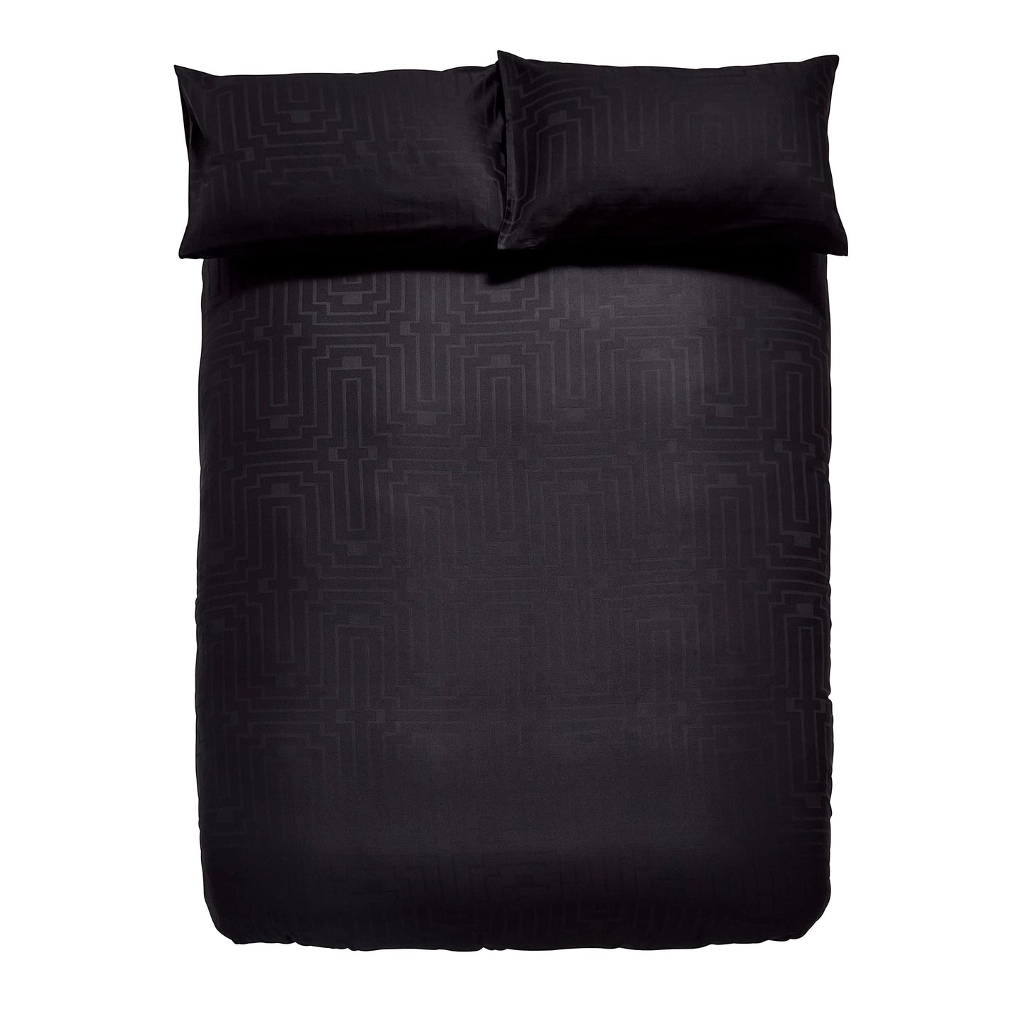 Sateen Geo Jacquard Black Duvet Set