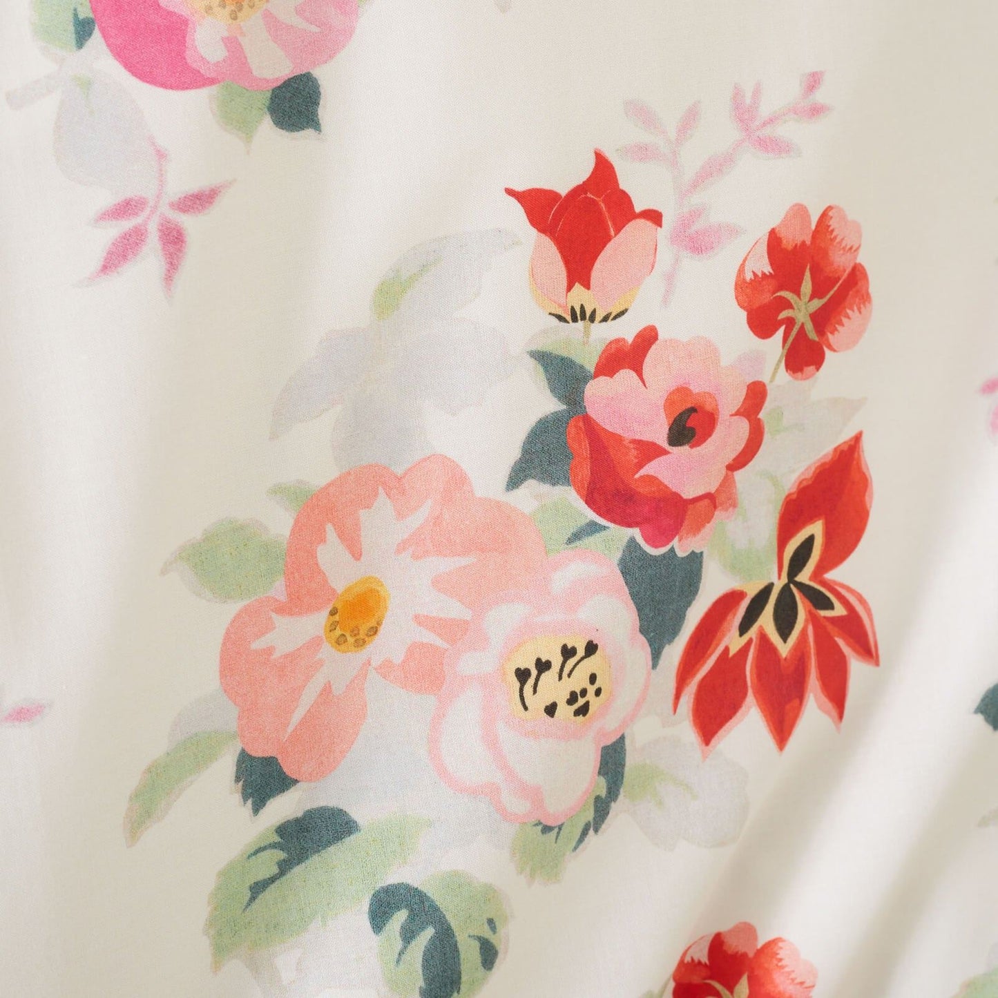 Cath Kidston Floral Bunches Printed Cotton Reversible Bedding Duvet Cover Set Green