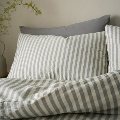 Pineapple Elephant Cotton Rich Woven Stripe Grey Duvet Cover Set